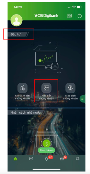 Nạp tiền chứng khoán VPS từ Vietcombank